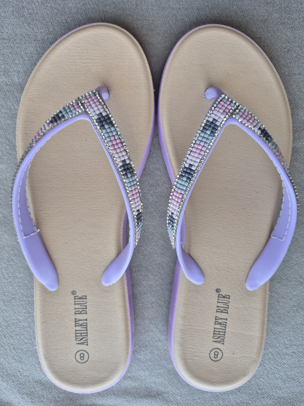 Ashley Blue Lilac Beaded Women's Sandal Flip Flops